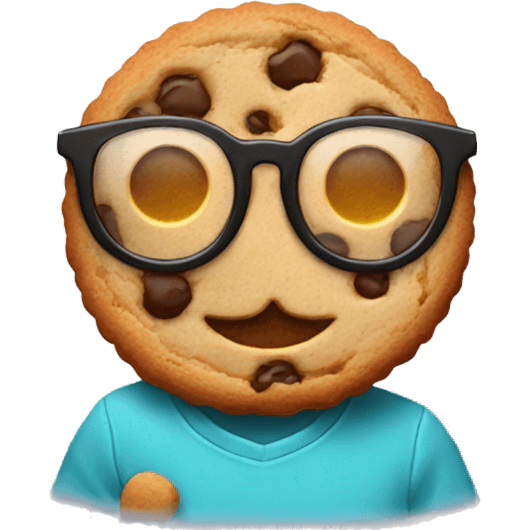 Cookie with glasses + raised finger emoji