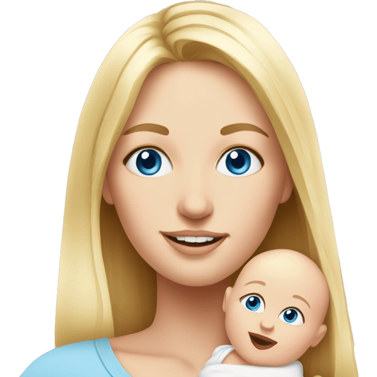 blue eyed blonde mom and newborn girl realistic pink emoji