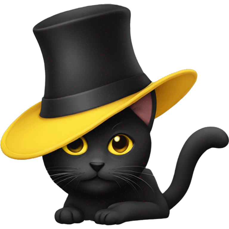 Black cat with yellow hat emoji