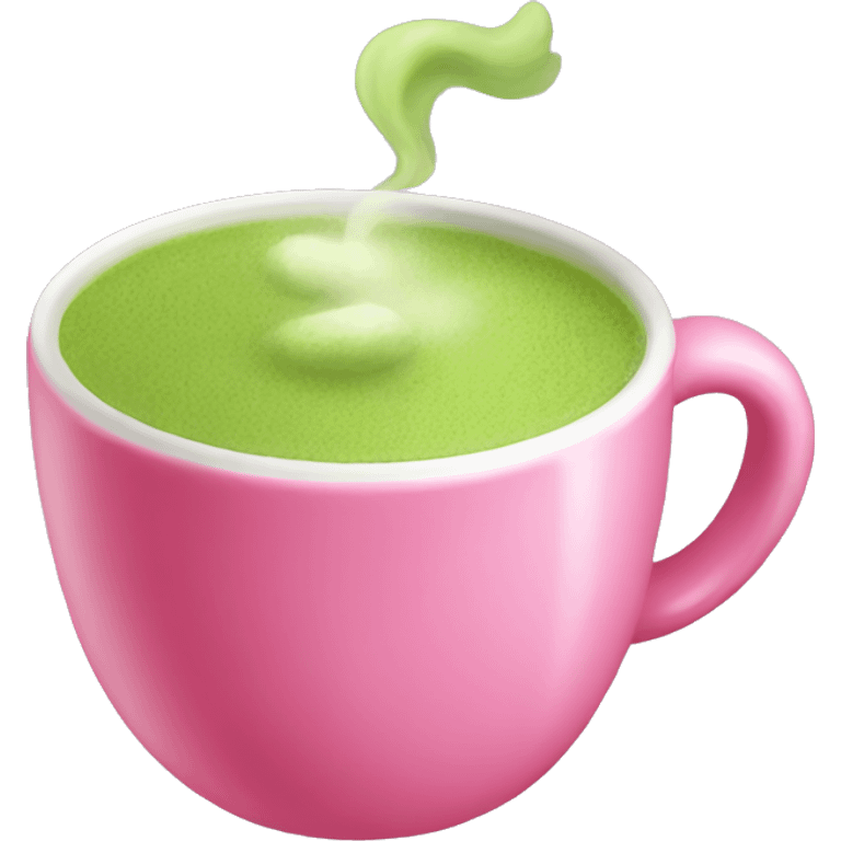 Pink cup with matcha emoji