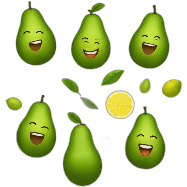 A laughing avocado juggling lemons emoji