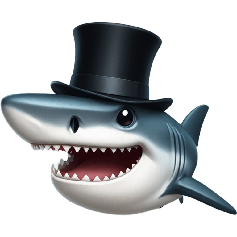 Shark with a top hat emoji