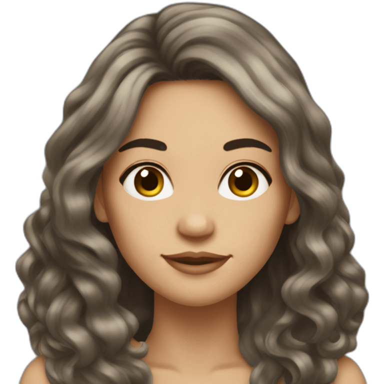 Brunnette woman with very long hair mermaid style emoji