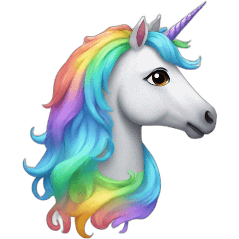 Unicorn with rainbow colored mane and stars emoji