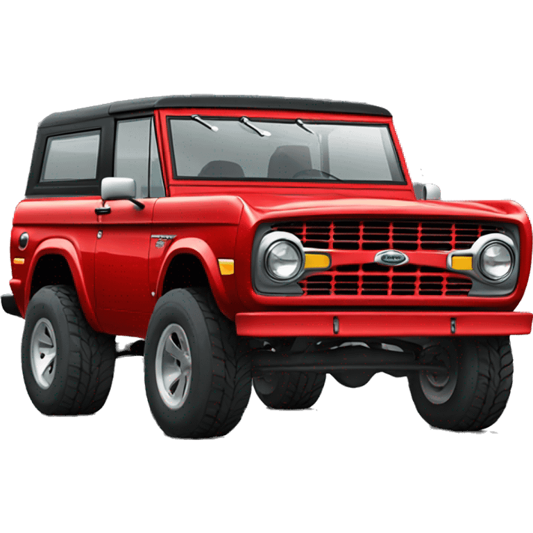 Red ford bronco with big tires black windows emoji