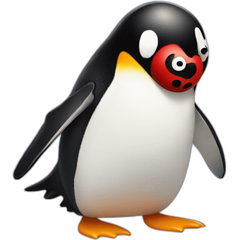 penguin enchanted with a ladybug emoji