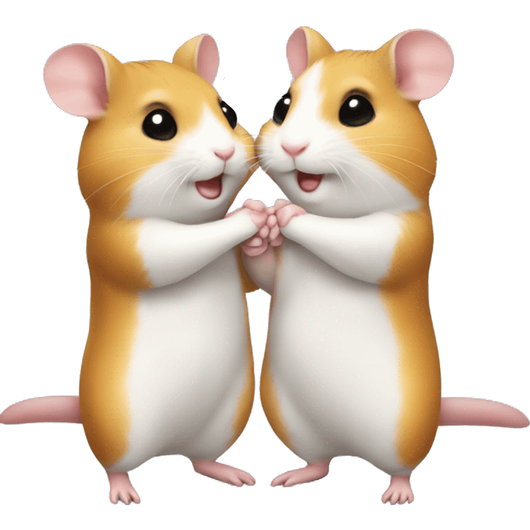 two hamsters giving handshake  emoji