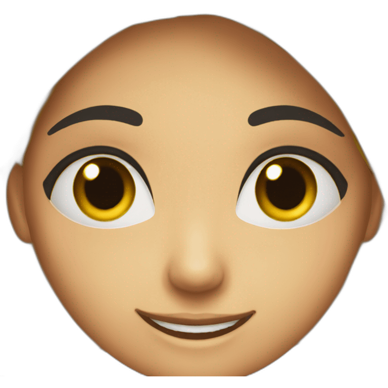 A smiling Muslim girl with black eyes and eyebrows and a wheat face emoji