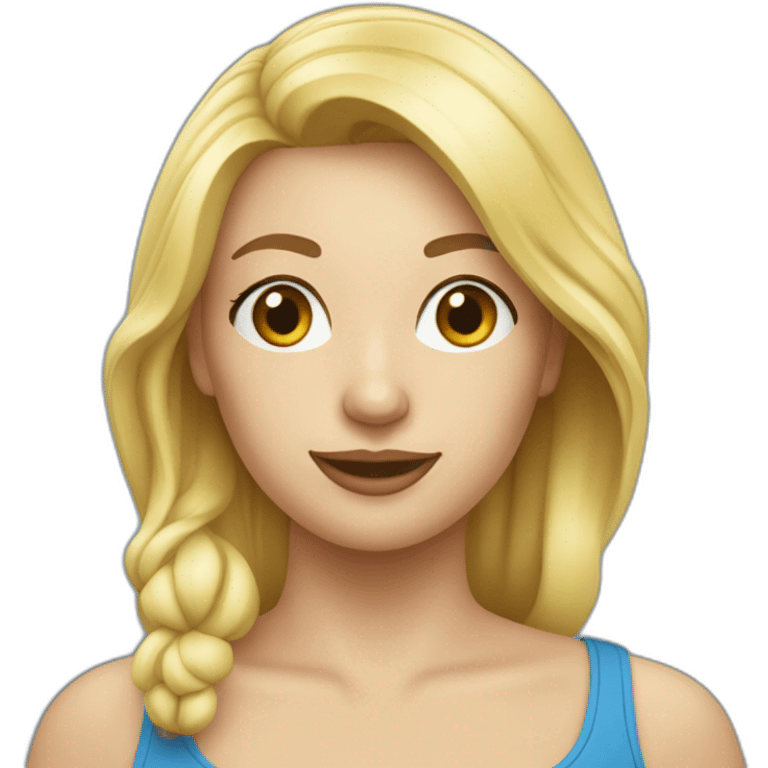 Lächelnde blonde Frau im blauen Badeanzug emoji