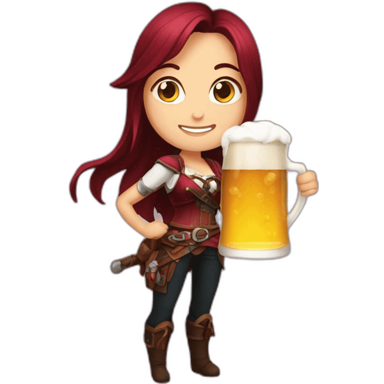 katarina holding a beer emoji