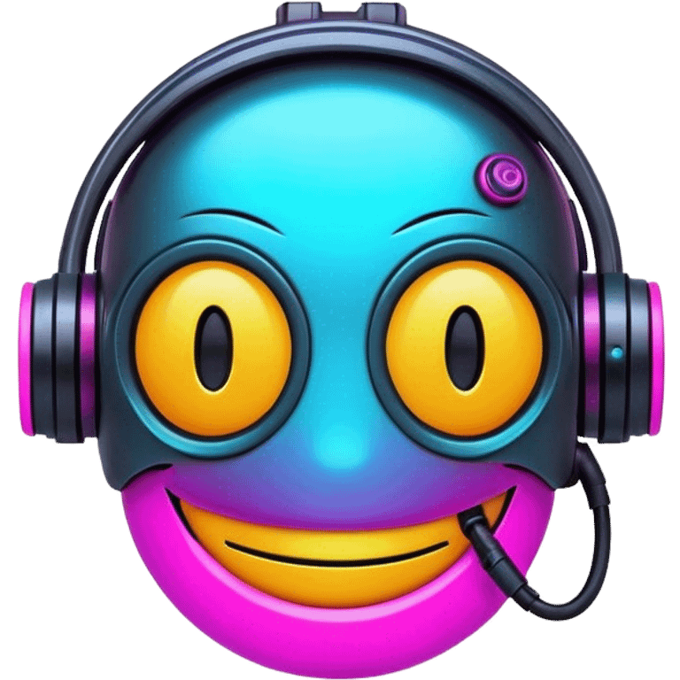 happy smiley in a cyberpunk style emoji