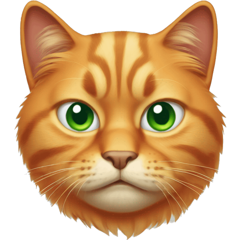 grumpy looking orange cat with green eyes  emoji