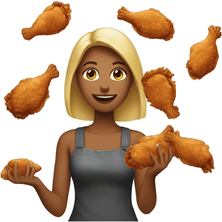 woman holding fried chicken emoji