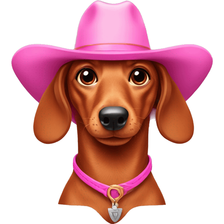 Pink dachshund with a cowboy hat  emoji