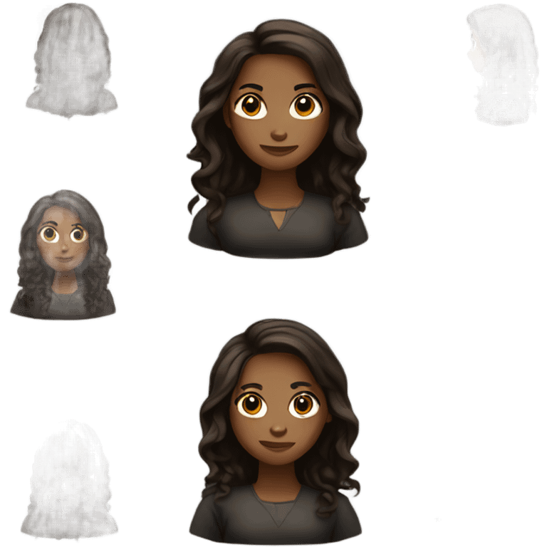 Black with brown highlight long haired woman emoji