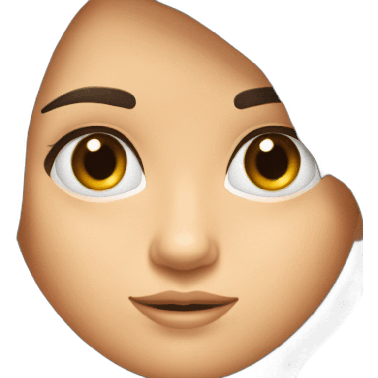 Fille brune au cheuveux longs et les yeux bleux avec yeux bleux emoji