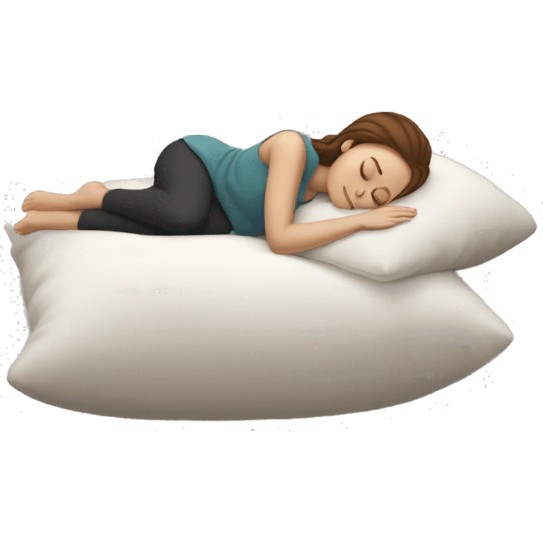 White Girl with Brown hair sleeping on a pillow emoji