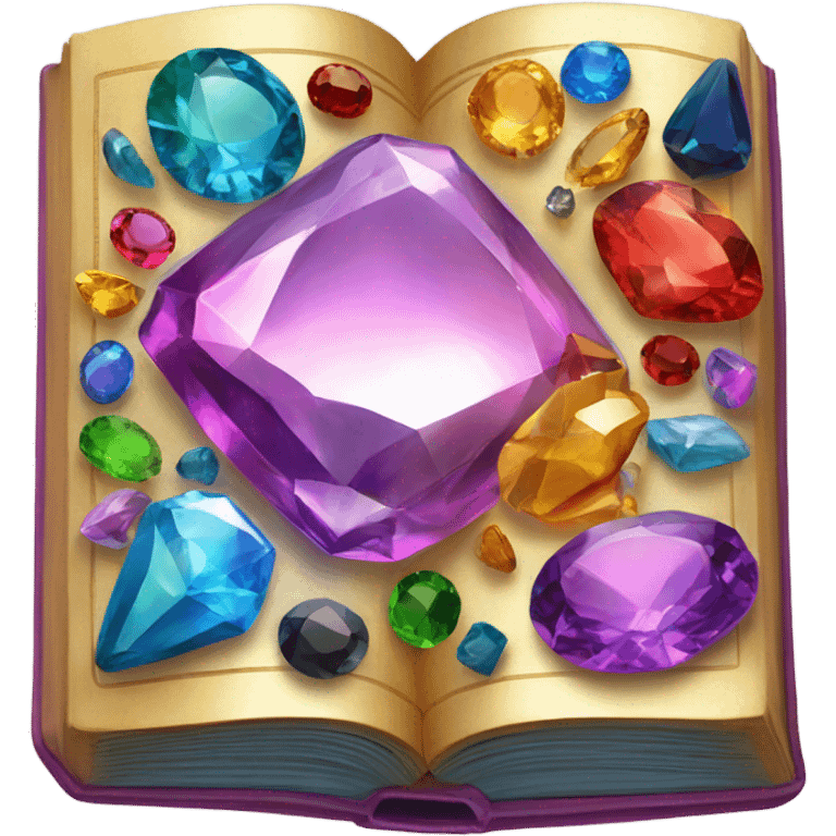 Golden book with rainbow gemstones on the cover emoji