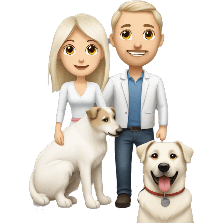 Wife husband and white swiss shepherd and labrador emoji