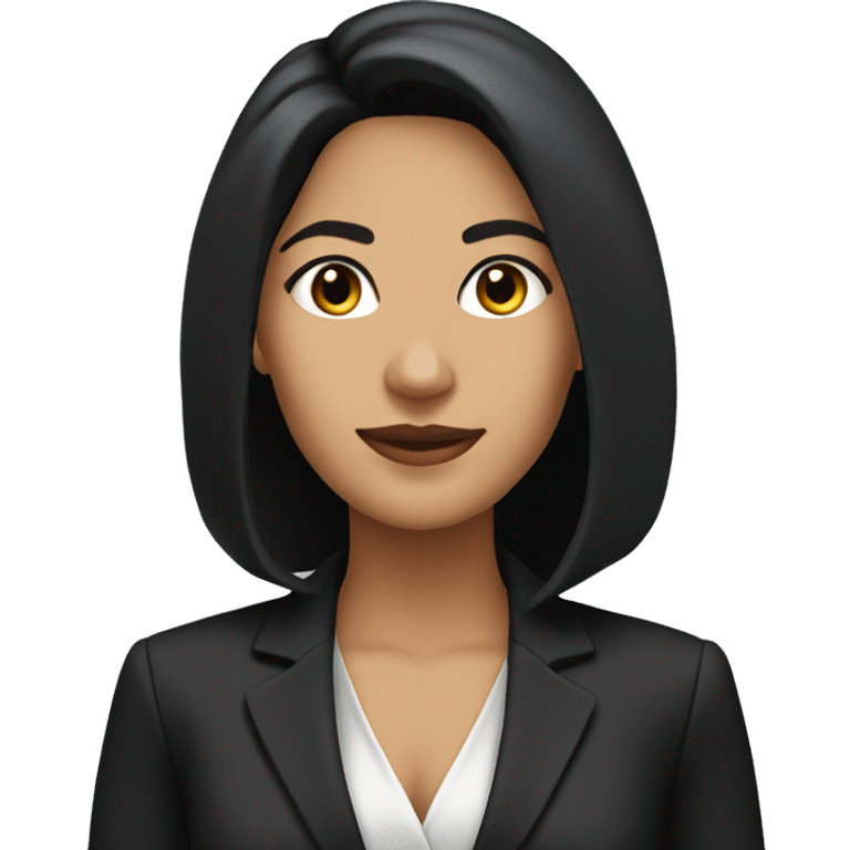 executive latina woman, long black hair, brown eyes, black suit emoji