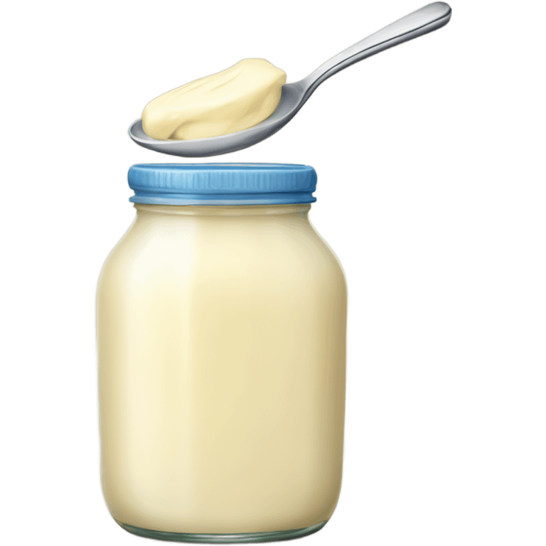 Jar of mayonnaise with spoon emoji