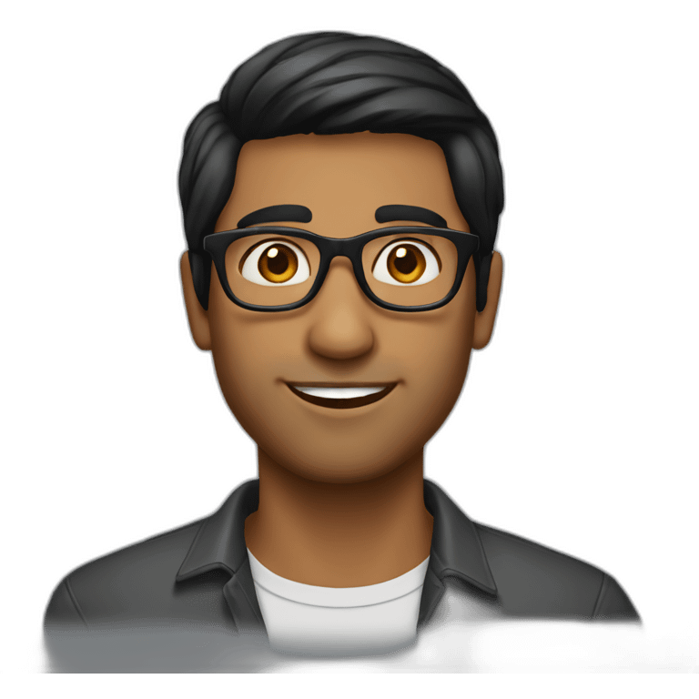 Indian guy black hair fair skin wearing glasses emoji