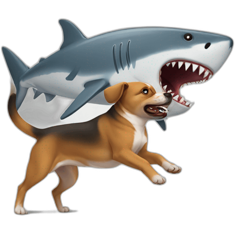 dog fighting a shark emoji