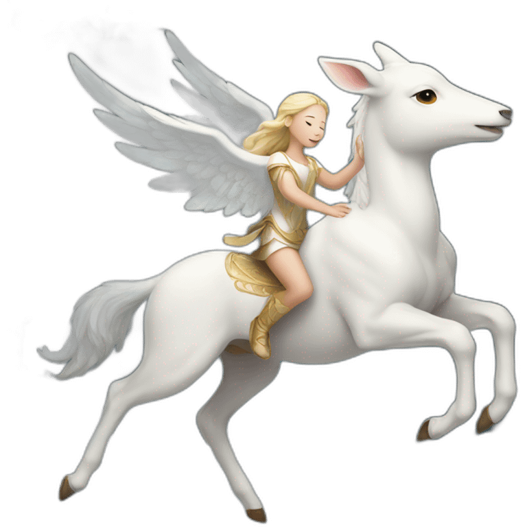 An angel riding the white deer emoji