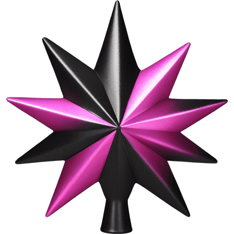 Realistic isolated black and pink metallic star christmas tree topper. emoji