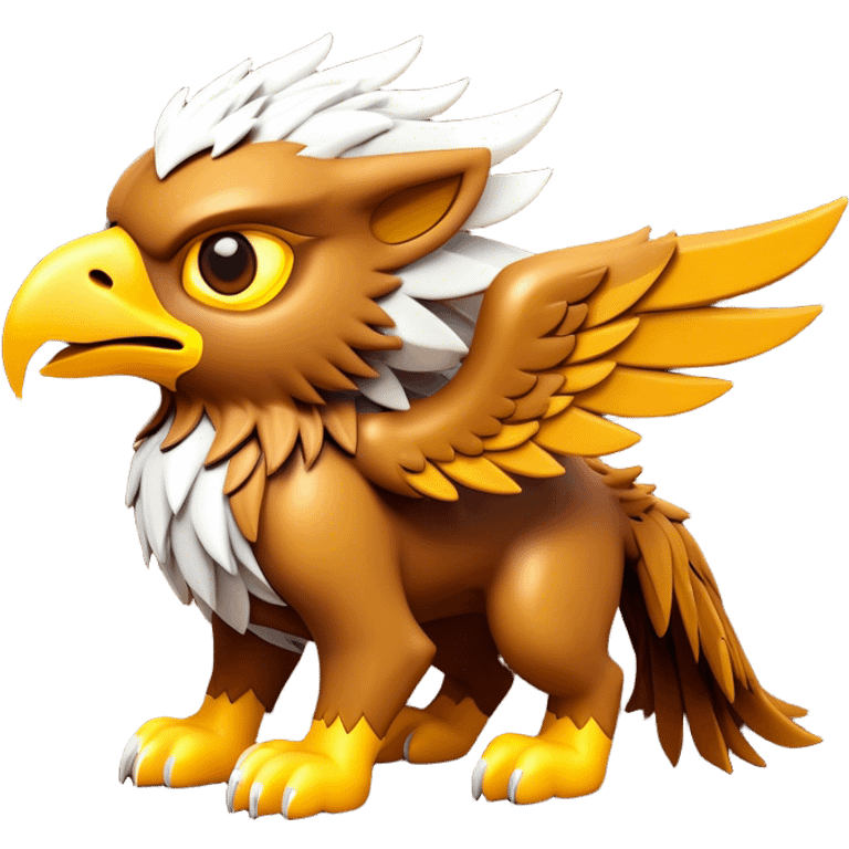 Clash of Clans aesthetic: Cinematic fierce lightning gryphon Beast Emoji, rendered in a 3D vector-style similar to standard emojis with minimal shading and bold, simplified shapes. A compact, isometric mythical creature with wild, majestic features and fierce yet endearing eyes, softly glowing with a primal enchanted charm. Simplified yet unmistakably iconic, highly detailed and consistent, glowing with a soft radiant shine and high polish. Stylized with a touch of mythical wildness and a soft glowing outline, capturing the essence of a legendary beast with a friendly, playful allure! emoji