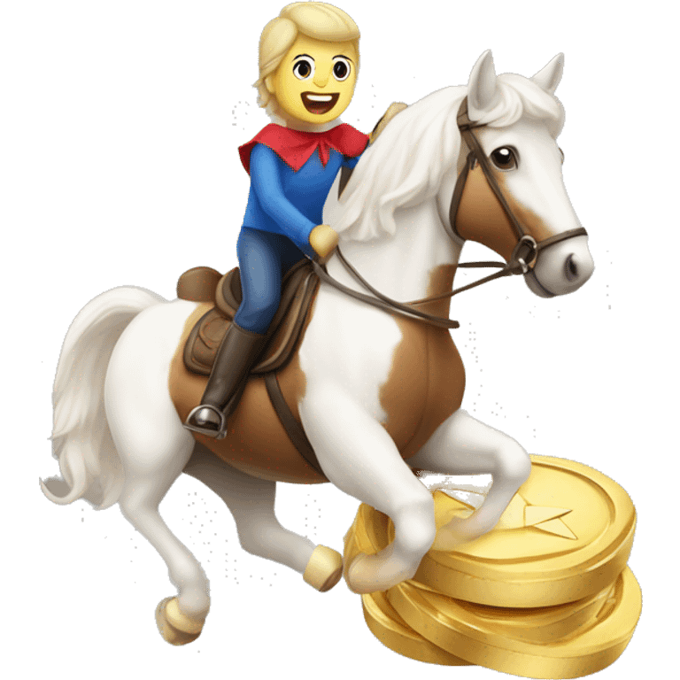 Gold medal winning marshmallow riding a horse emoji