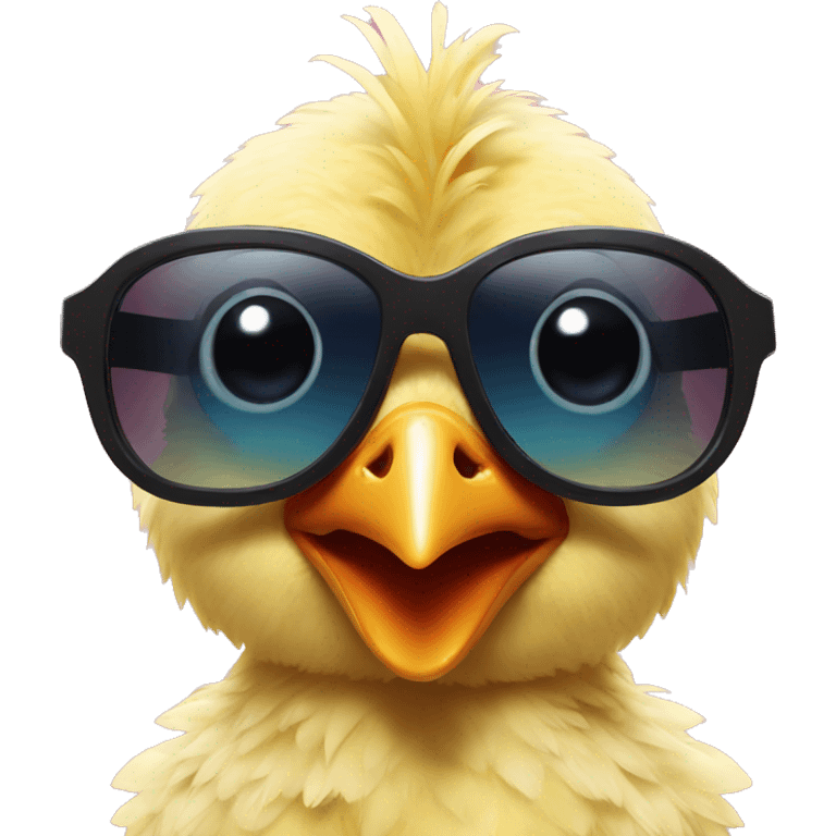 A baby chicken with sunglasses  emoji