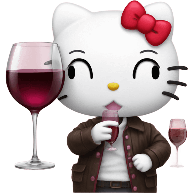 Hello Kitty drinking red wine emoji