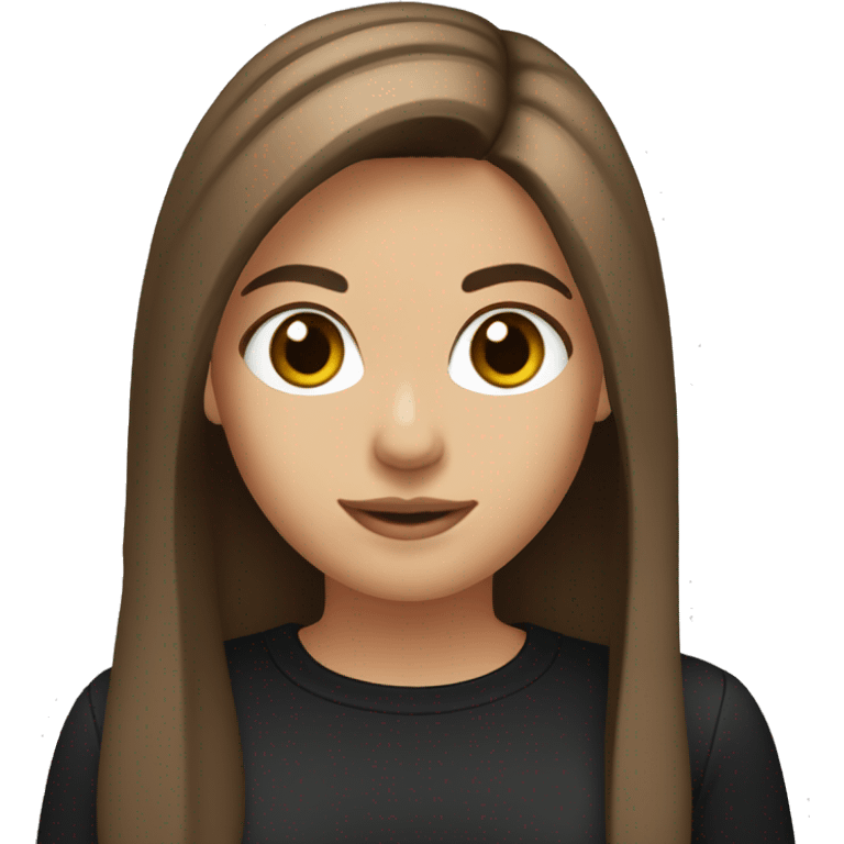 girl-with-brown-straight-hair-brown-eyes-holding microphone black shirt emoji