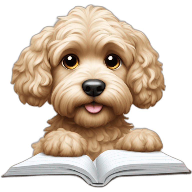 Cockapoo writing in notebook emoji