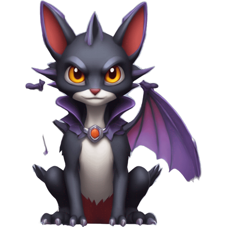  Kawaii Edgy Cool Vampiric Beautiful Noivern-Nargacuga-Litten with big Bat Ears full body emoji