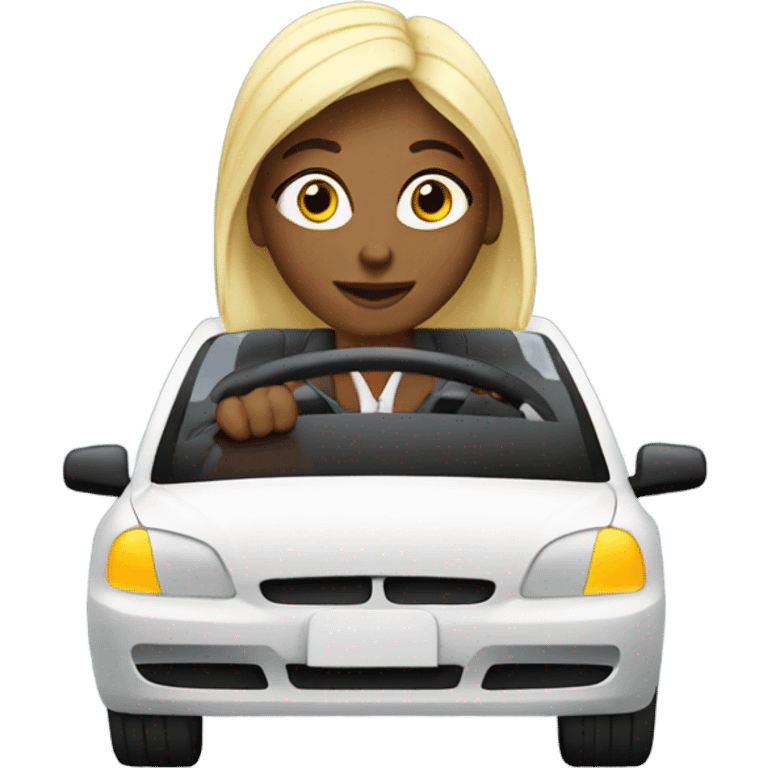 Lady driving car being an uber  emoji