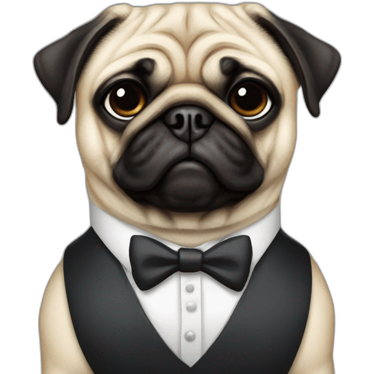 pug dressed up in white collar and tie emoji