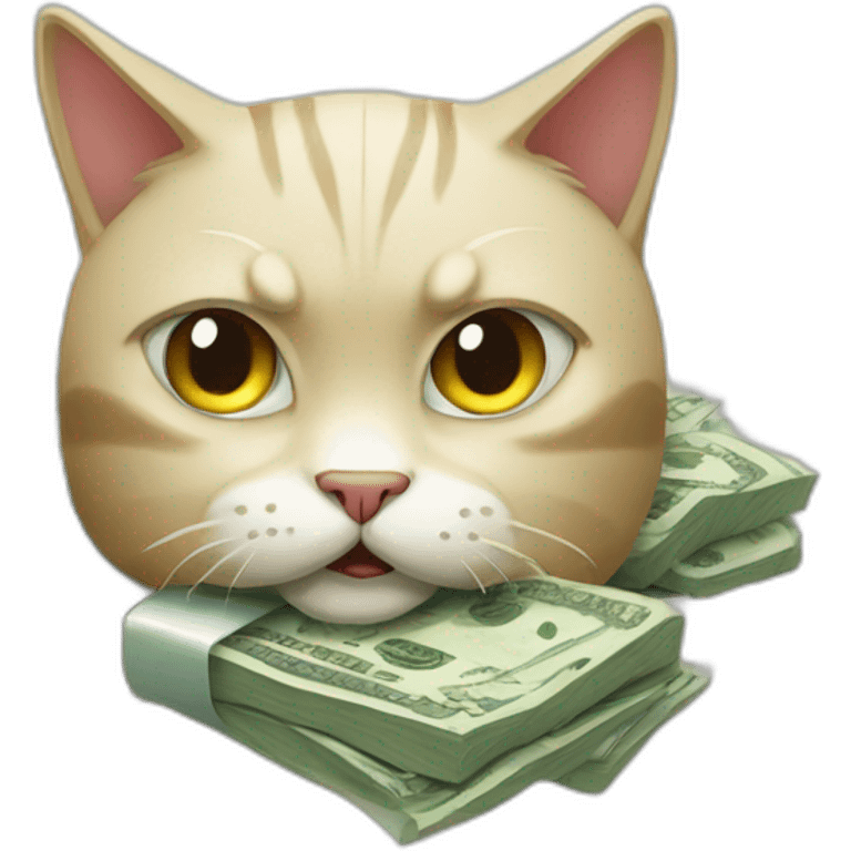 angry noruegan cat with money emoji