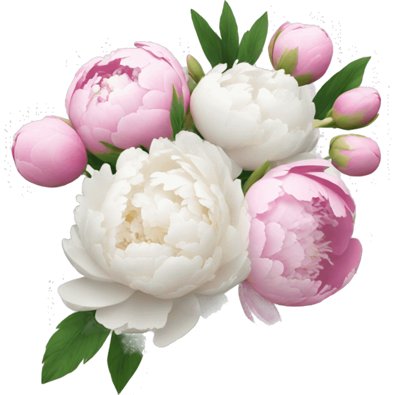 Peonies bouquet white and pink emoji