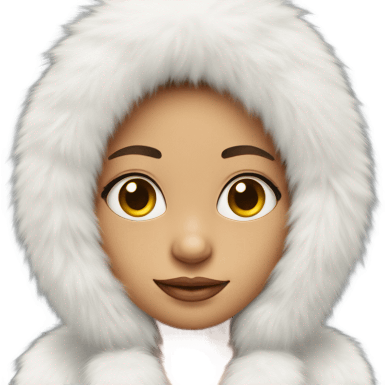 Girl in white big fluffy fur ear covers emoji