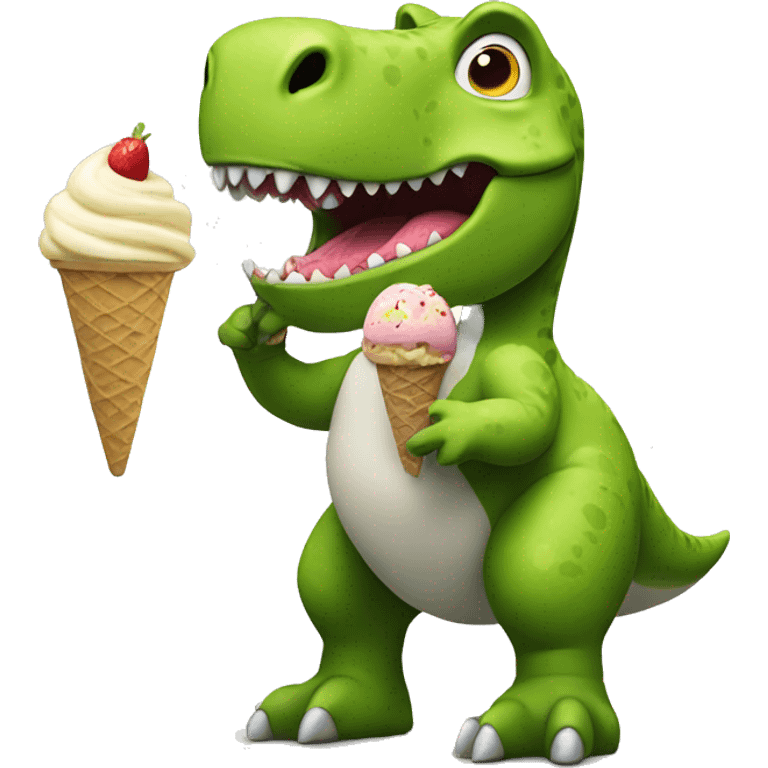 dinosaur eating ice cream  emoji