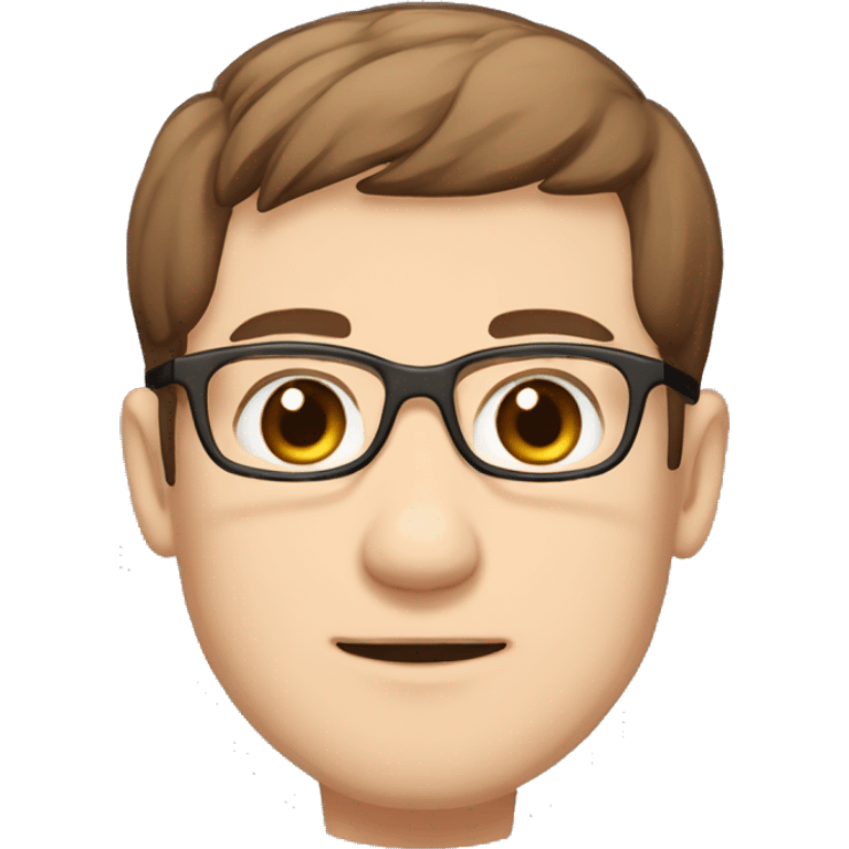 masterpiece, anime style, chibi, illustrated logo, medium short shot, emote for twitch of a 32 year old man, oval face, brown hair, glasses, brown eyes, white skin, white shirt, short hair
 emoji