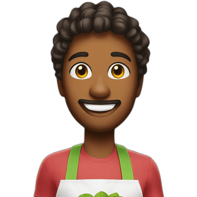 Create Hello fresh brand ambassador with apron doing door to door  emoji