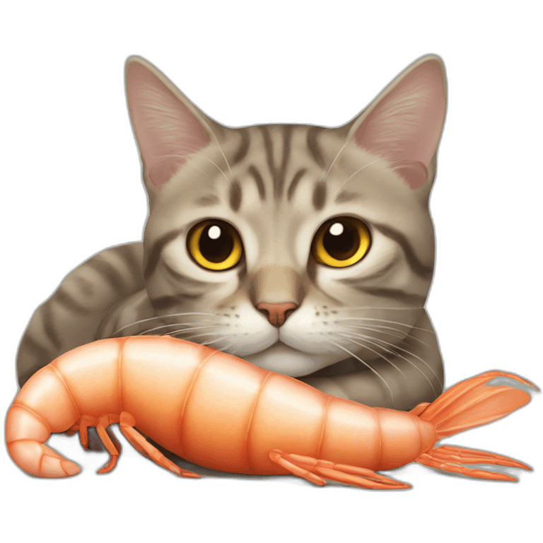 cat lying as shrimp emoji