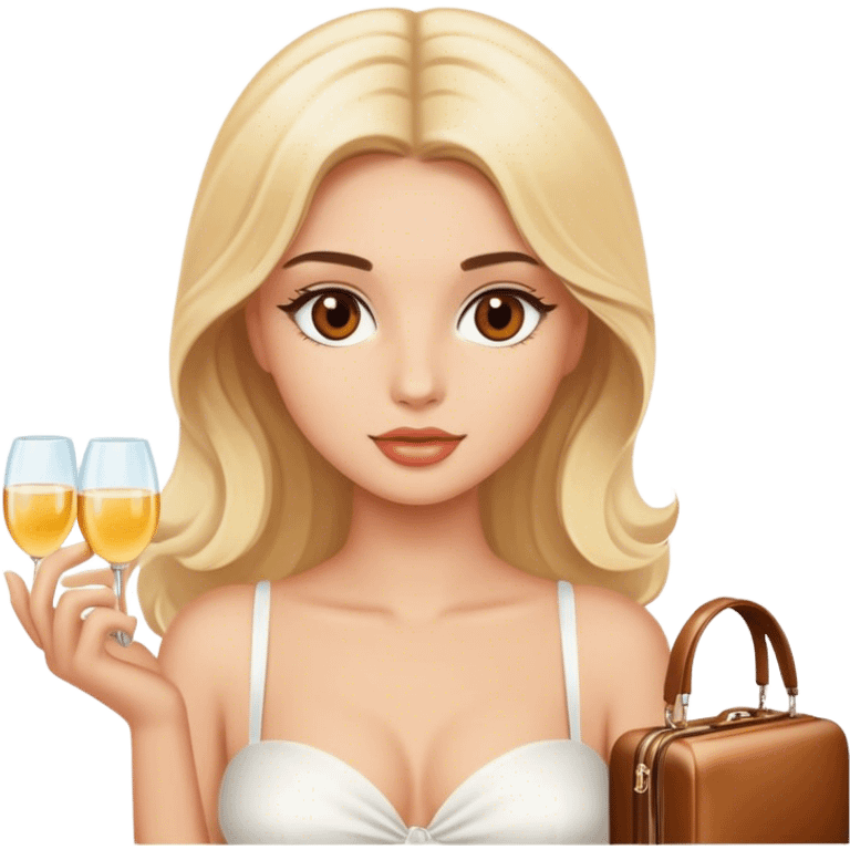 Luxury blonde model, brown eyes, honeymoon traveling in italy emoji