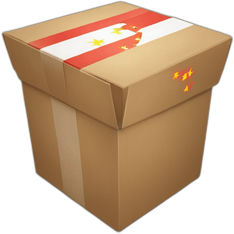 a big sized box with a mark of flag of china, 30 degree rotated to the left emoji