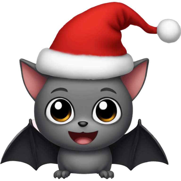 bat with christmas hat cute emoji