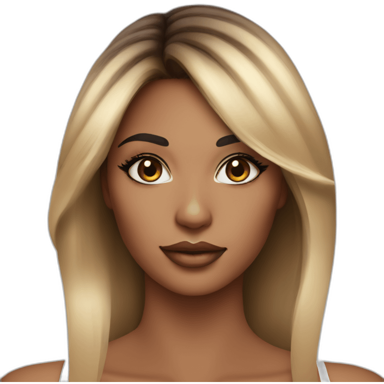 Beautiful woman face with balayage hair and with eyeliner and lashes emoji