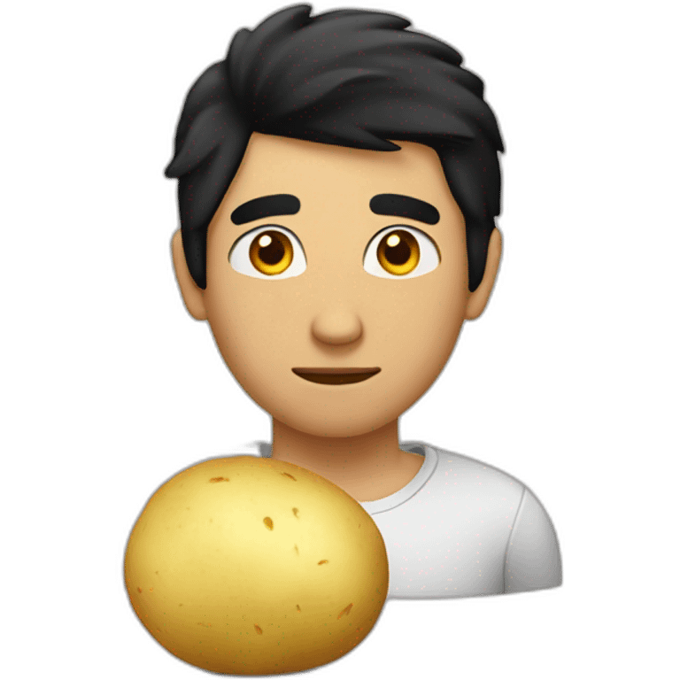 a man combined with a potato and black hair emoji